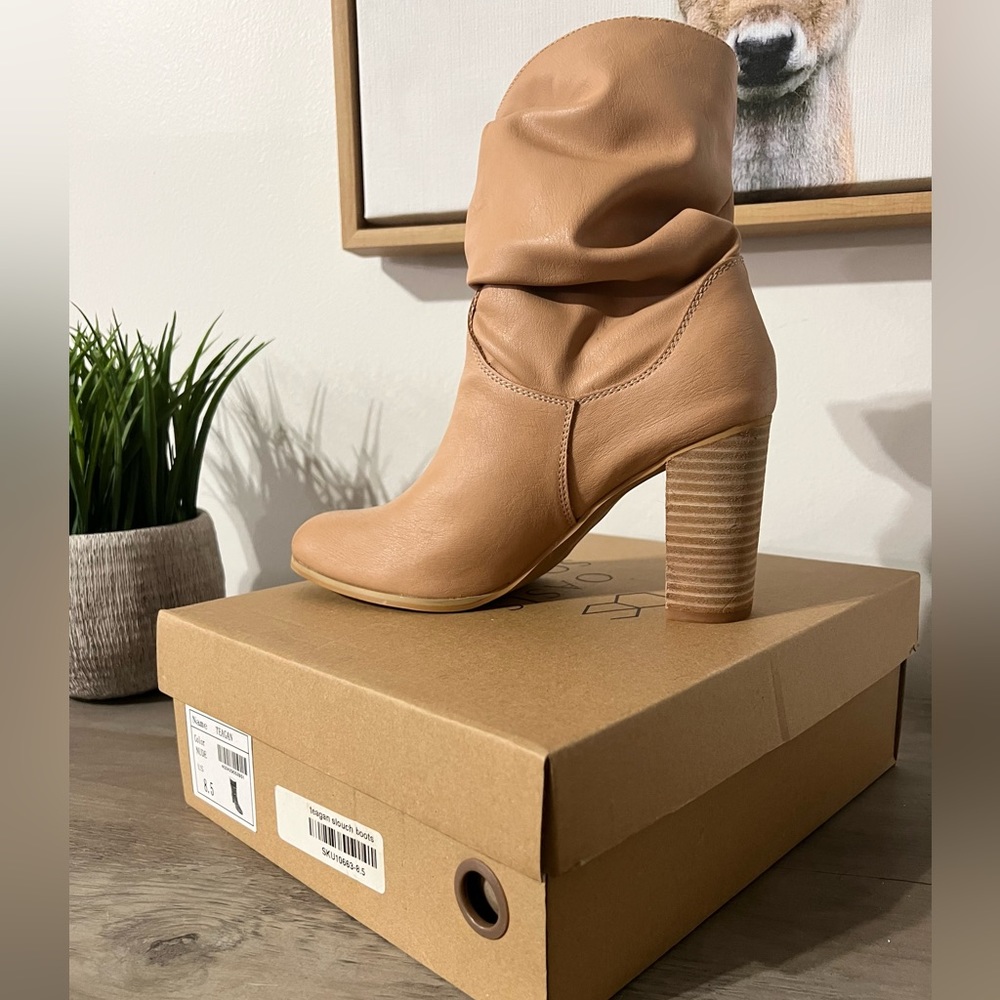 Faux leather slouch booties-new in box!